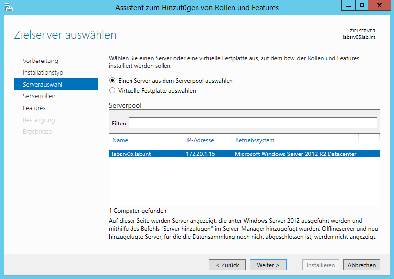 Installation PRN Service Windows 2012 R2